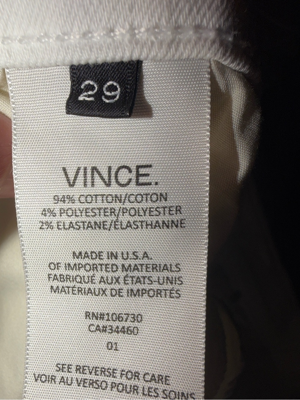 Vince. White Denim Shorts Size 29 Stretch Cotton Cuffed Mid Rise - Picture 9 of 9